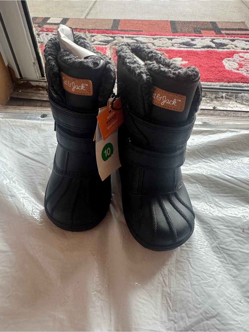 Cat & Jack Black Kids' Insulated Snow Boots with Faux-Fur Cuff